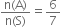 fraction numerator straight n left parenthesis straight A right parenthesis over denominator straight n left parenthesis straight S right parenthesis end fraction equals 6 over 7