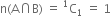 straight n left parenthesis straight A intersection straight B right parenthesis space equals space straight C presuperscript 1 subscript 1 space equals space 1