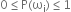 0 less or equal than straight P left parenthesis straight omega subscript straight i right parenthesis less or equal than 1