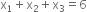 straight x subscript 1 plus straight x subscript 2 plus straight x subscript 3 equals 6