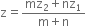 straight z equals fraction numerator mz subscript 2 plus nz subscript 1 over denominator straight m plus straight n end fraction