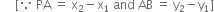 space space space space space left square bracket because space PA space equals space straight x subscript 2 minus straight x subscript 1 space and space AB space equals space straight y subscript 2 minus straight y subscript 1 right square bracket