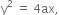 straight y squared space equals space 4 ax comma