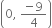 open parentheses 0 comma space fraction numerator negative 9 over denominator 4 end fraction close parentheses