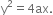 straight y squared equals 4 ax.