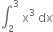 integral subscript 2 superscript 3 space straight x cubed space dx