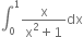 integral subscript 0 superscript 1 fraction numerator straight x over denominator straight x squared plus 1 end fraction dx