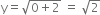 straight y equals square root of 0 plus 2 end root space equals space square root of 2