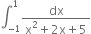 integral subscript negative 1 end subscript superscript 1 fraction numerator dx over denominator straight x squared plus 2 straight x plus 5 end fraction