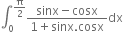 integral subscript 0 superscript straight pi over 2 end superscript fraction numerator sinx minus cosx over denominator 1 plus sinx. cosx end fraction dx