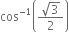 cos to the power of negative 1 end exponent open parentheses fraction numerator square root of 3 over denominator 2 end fraction close parentheses