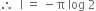 therefore space space straight I space equals space minus straight pi space log space 2