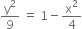 straight y squared over 9 space equals space 1 minus straight x squared over 4