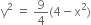 straight y squared space equals space 9 over 4 left parenthesis 4 minus straight x squared right parenthesis