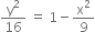 straight y squared over 16 space equals space 1 minus straight x squared over 9