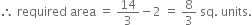 therefore space required space area space equals space 14 over 3 minus 2 space equals space 8 over 3 space sq. space units.