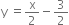 straight y space equals straight x over 2 minus 3 over 2