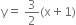 straight y equals space 3 over 2 left parenthesis straight x plus 1 right parenthesis