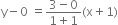 straight y minus 0 space equals fraction numerator 3 minus 0 over denominator 1 plus 1 end fraction left parenthesis straight x plus 1 right parenthesis