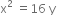 straight x squared space equals 16 space straight y