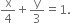 straight x over 4 plus straight y over 3 equals 1.