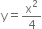 straight y equals straight x squared over 4