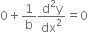 0 plus 1 over straight b fraction numerator straight d squared straight y over denominator dx squared end fraction equals 0