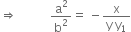 rightwards double arrow space space space space space space space space space space space straight a squared over straight b squared equals space minus fraction numerator straight x over denominator straight y space straight y subscript 1 end fraction