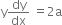 straight y dy over dx space equals 2 straight a