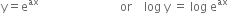 straight y equals straight e to the power of ax space space space space space space space space space space space space space space space space space space space space space space space space space space space or space space space space log space straight y space equals space log space straight e to the power of ax