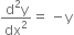 fraction numerator straight d squared straight y over denominator dx squared end fraction equals space minus straight y