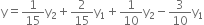 straight y equals 1 over 15 straight y subscript 2 plus 2 over 15 straight y subscript 1 plus 1 over 10 straight y subscript 2 minus 3 over 10 straight y subscript 1