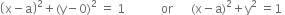 open parentheses straight x minus straight a close parentheses squared plus left parenthesis straight y minus 0 right parenthesis squared space equals space 1 space space space space space space space space space space space space or space space space space space space left parenthesis straight x minus straight a right parenthesis squared plus straight y squared space equals 1 space