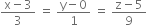 fraction numerator straight x minus 3 over denominator 3 end fraction space equals space fraction numerator straight y minus 0 over denominator 1 end fraction space equals space fraction numerator straight z minus 5 over denominator 9 end fraction