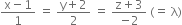 fraction numerator straight x minus 1 over denominator 1 end fraction space equals space fraction numerator straight y plus 2 over denominator 2 end fraction space equals space fraction numerator straight z plus 3 over denominator negative 2 end fraction space left parenthesis equals space straight lambda right parenthesis