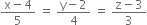 fraction numerator straight x minus 4 over denominator 5 end fraction space equals space fraction numerator straight y minus 2 over denominator 4 end fraction space equals space fraction numerator straight z minus 3 over denominator 3 end fraction