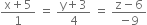 fraction numerator straight x plus 5 over denominator 1 end fraction space equals space fraction numerator straight y plus 3 over denominator 4 end fraction space equals space fraction numerator straight z minus 6 over denominator negative 9 end fraction