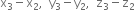 straight x subscript 3 minus straight x subscript 2 comma space space straight y subscript 3 minus straight y subscript 2 comma space space straight z subscript 3 minus straight z subscript 2