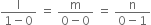 fraction numerator straight l over denominator 1 minus 0 end fraction space equals space fraction numerator straight m over denominator 0 minus 0 end fraction space equals space fraction numerator straight n over denominator 0 minus 1 end fraction