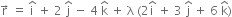 straight r with rightwards arrow on top space equals space straight i with hat on top space plus space 2 space straight j with hat on top space minus space 4 space straight k with hat on top space plus space straight lambda space left parenthesis 2 straight i with hat on top space plus space 3 space straight j with hat on top space plus space 6 space straight k with hat on top right parenthesis