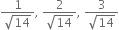 fraction numerator 1 over denominator square root of 14 end fraction comma space fraction numerator 2 over denominator square root of 14 end fraction comma space fraction numerator 3 over denominator square root of 14 end fraction