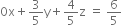 0 straight x plus 3 over 5 straight y plus 4 over 5 straight z space equals space 6 over 5