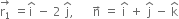 stack straight r subscript 1 with rightwards arrow on top space equals straight i with hat on top space minus space 2 space straight j with hat on top comma space space space space space space straight n with rightwards arrow on top space equals space straight i with hat on top space plus space straight j with hat on top space minus space straight k with hat on top