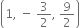 open parentheses 1 comma space minus space 3 over 2 comma space 9 over 2 close parentheses