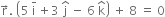 straight r with rightwards arrow on top. space open parentheses 5 space straight i with bar on top space plus 3 space straight j with hat on top space minus space 6 space straight k with hat on top close parentheses space plus space 8 space equals space 0