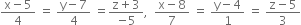 fraction numerator straight x minus 5 over denominator 4 end fraction space equals space fraction numerator straight y minus 7 over denominator 4 end fraction space equals fraction numerator straight z plus 3 over denominator negative 5 end fraction comma space space fraction numerator straight x minus 8 over denominator 7 end fraction space equals space fraction numerator straight y minus 4 over denominator 1 end fraction space equals space fraction numerator straight z minus 5 over denominator 3 end fraction