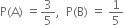 straight P left parenthesis straight A right parenthesis space equals 3 over 5 comma space space straight P left parenthesis straight B right parenthesis space equals space 1 fifth