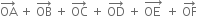 OA with rightwards arrow on top space plus space OB with rightwards arrow on top space plus space OC with rightwards arrow on top space plus space OD with rightwards arrow on top space plus space stack OE space with rightwards arrow on top space plus space OF with rightwards arrow on top
