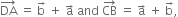 DA with rightwards arrow on top space equals space straight b with rightwards arrow on top space plus space straight a with rightwards arrow on top space and space CB with rightwards arrow on top space equals space straight a with rightwards arrow on top space plus space straight b with rightwards arrow on top comma