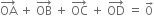 OA with rightwards arrow on top space plus space OB with rightwards arrow on top space plus space OC with rightwards arrow on top space plus space OD with rightwards arrow on top space equals space 0 with rightwards arrow on top